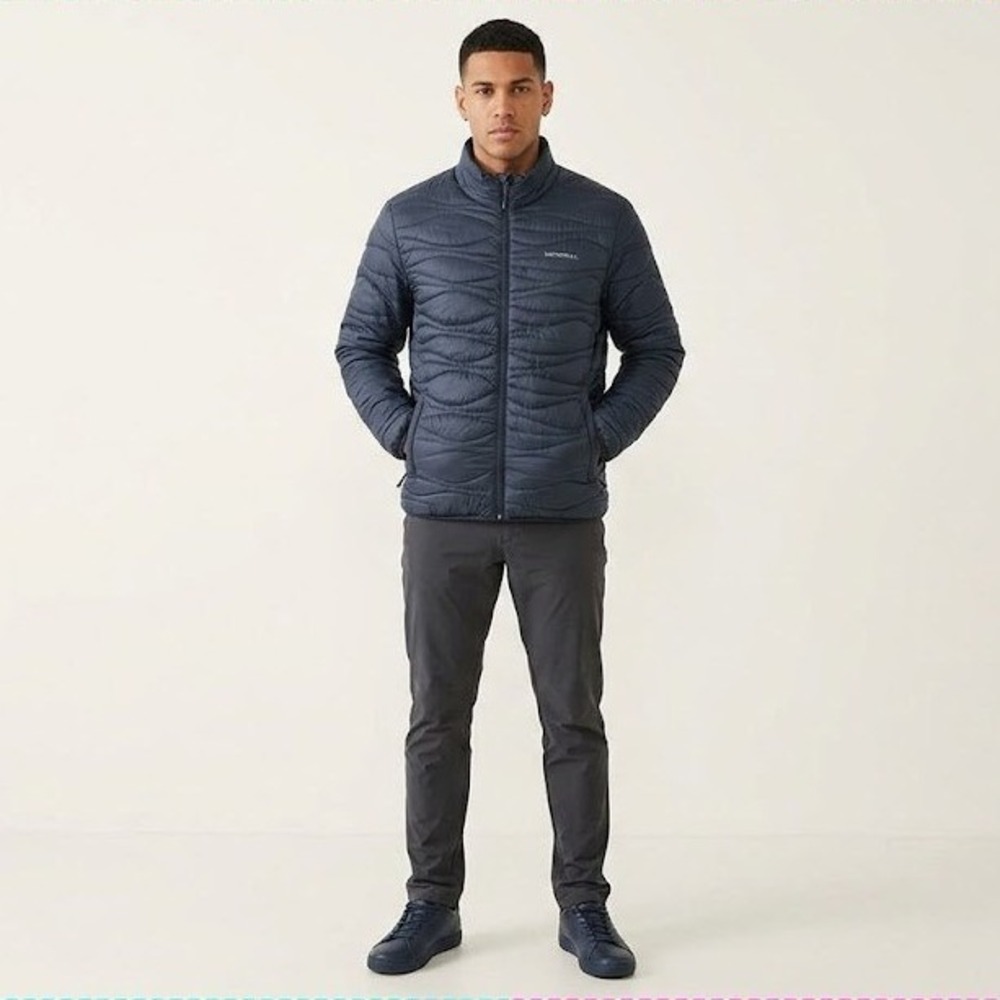 Merrell Ridgevent Puffer Jacket XXL Black‎ Wavy Quilted Insulated Full Zip